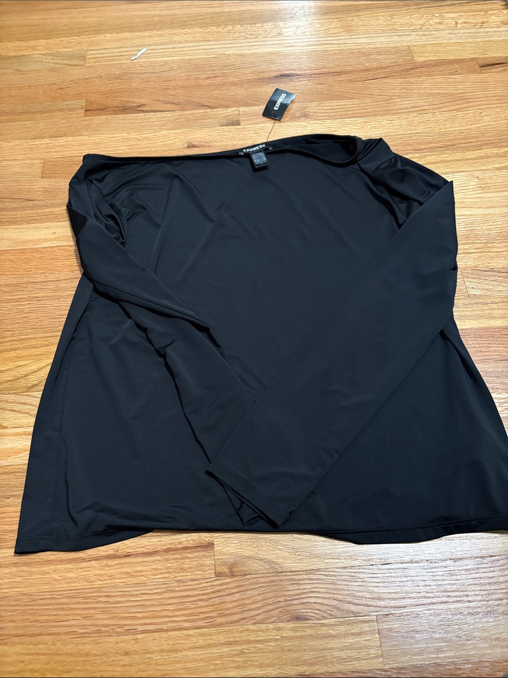 Express Black Long-Sleeve Boatneck Top